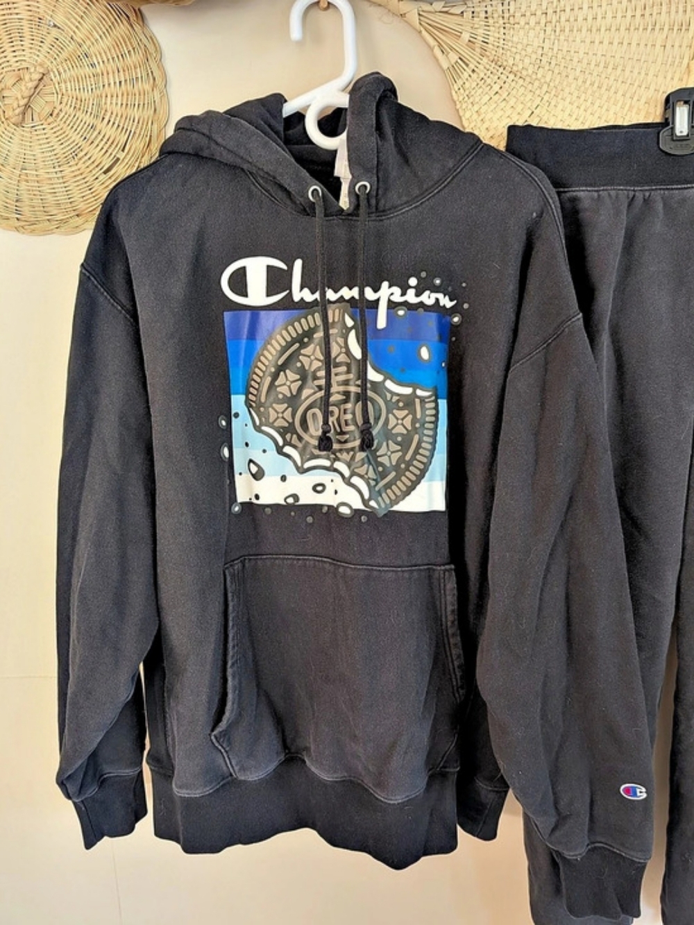Champion x Oreo Limited Edition Black Fleece Hoodie & Joggers Sweatsuit Set XL